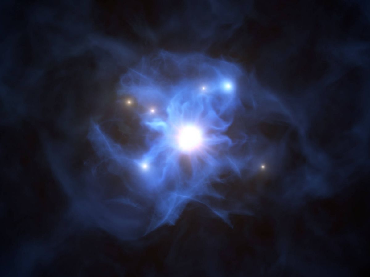 Foto: Representación artística de la red del agujero negro supermasivo. (ESO/L. Calçada)