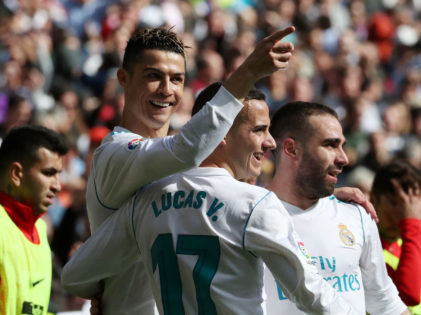 La celebración de Cristiano Ronaldo tras su gol al Atlético de Madrid. (Reuters)