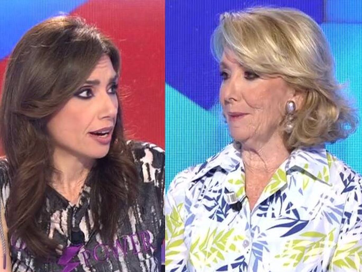 Foto: La presentadora Marta Flich junto a Esperanza Aguirre en 'Todo es mentira'. (Mediaset)