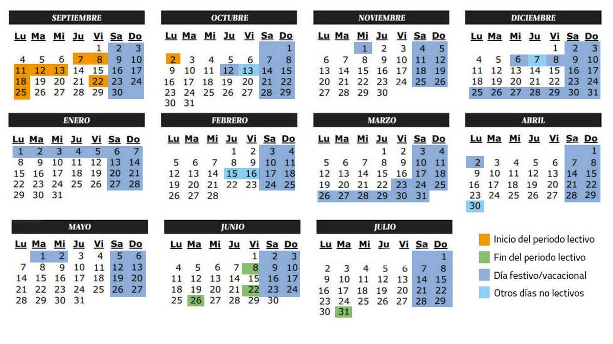 Calendario escolar del curso 2017-2018: festivos y lectivos en Madrid