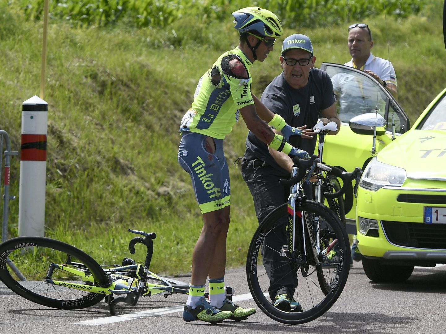 Contador se cayó en el último Tour y tuvo que retirarse (Jerome Prevost/EFE/EPA).