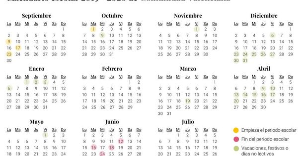 Foto: Calendario escolar 2019-2020 en C.Valenciana (El Confidencial)