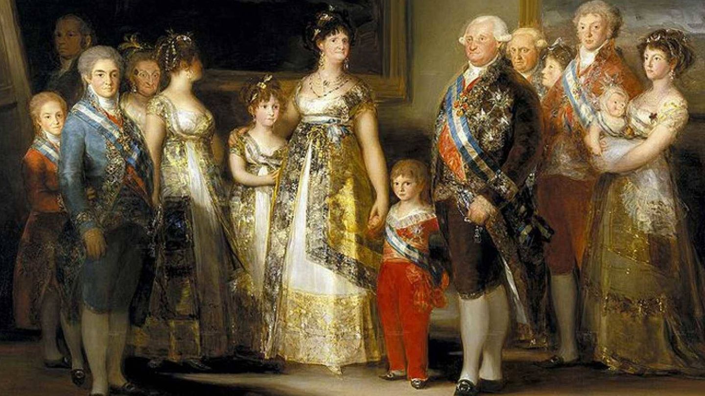 Francisco de Paula, antepasado de Olivia, de la mano de su madre, Maria Luisa de Parma. ('Retrato de la familia de Carlos IV', Goya)