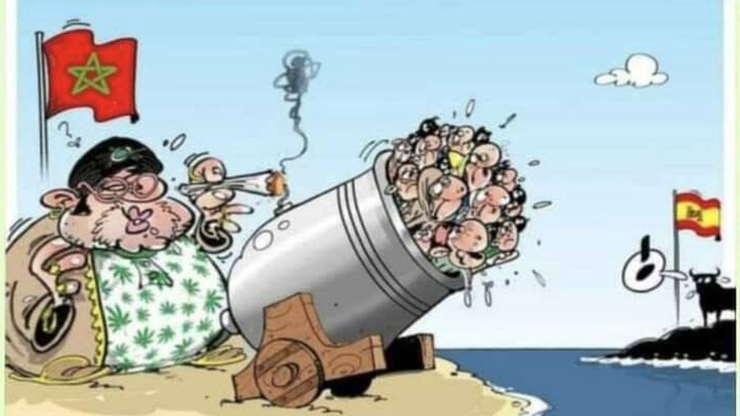 Viñeta del dibujante argelino Dilem, en el diario 'Liberté' de Argel, ilustrando la relación entre Marruecos y España.