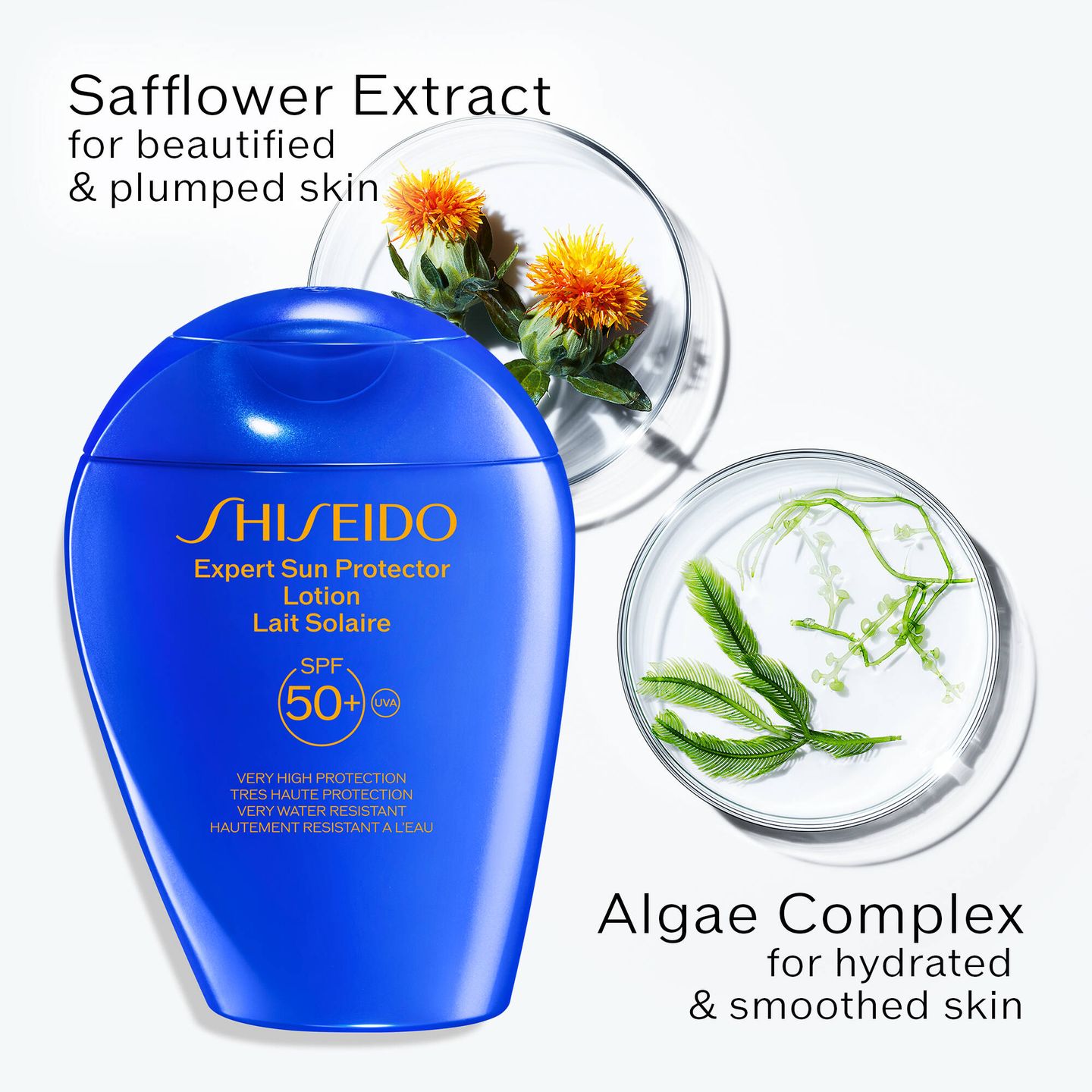 Ingredientes de los nuevos solares de Shiseido. (Cortesía)