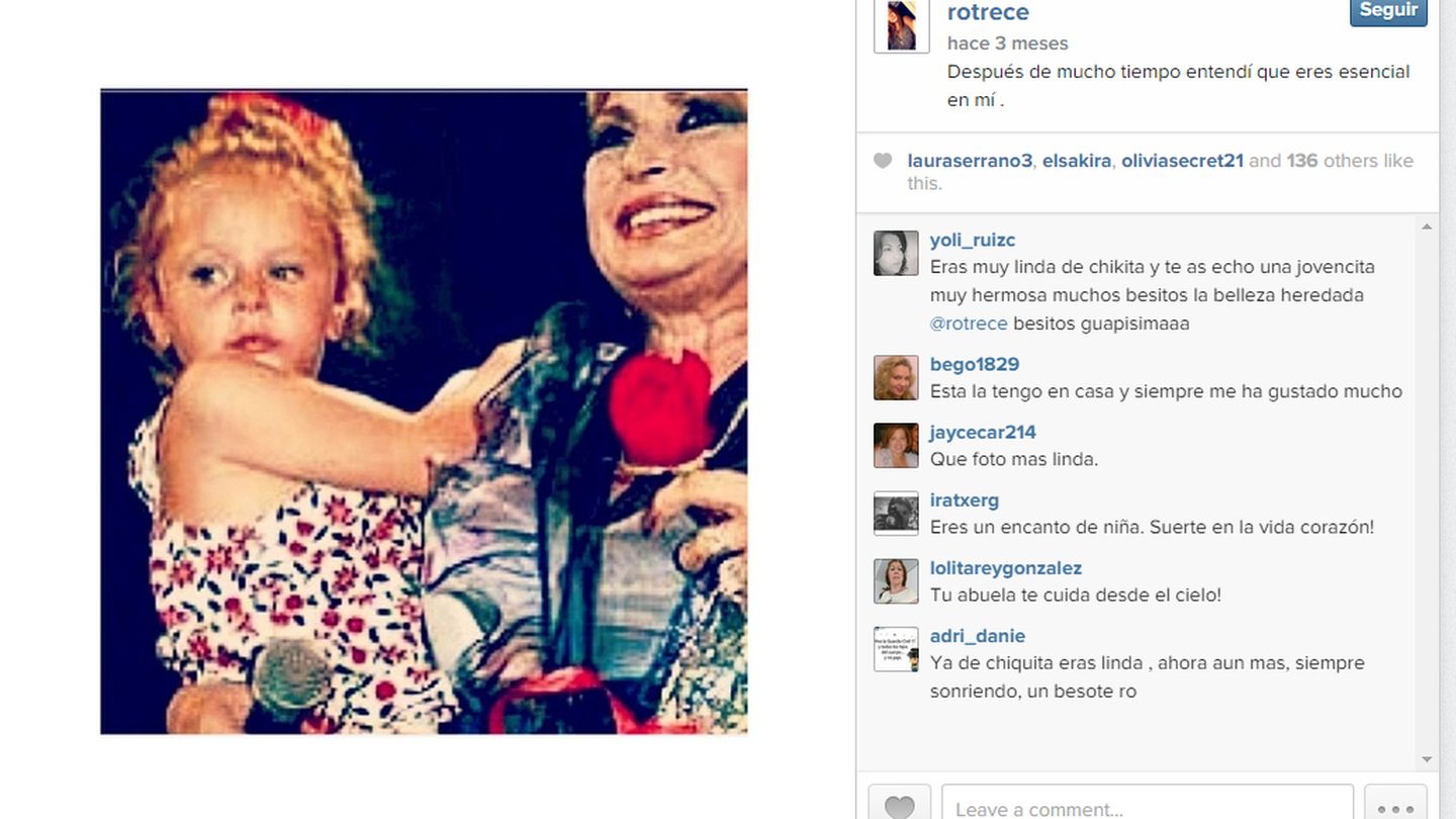 Mensaje enviado por Rocío Flores a su abuela (Instagram)