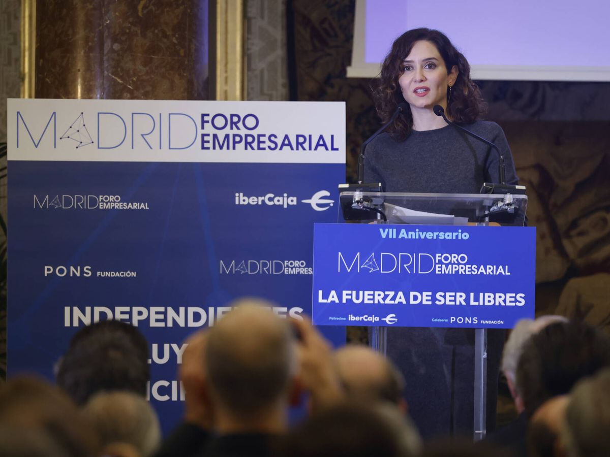Foto: Isabel Díaz Ayuso, durante su intervención en el acto de Madrid Foro Empresarial.