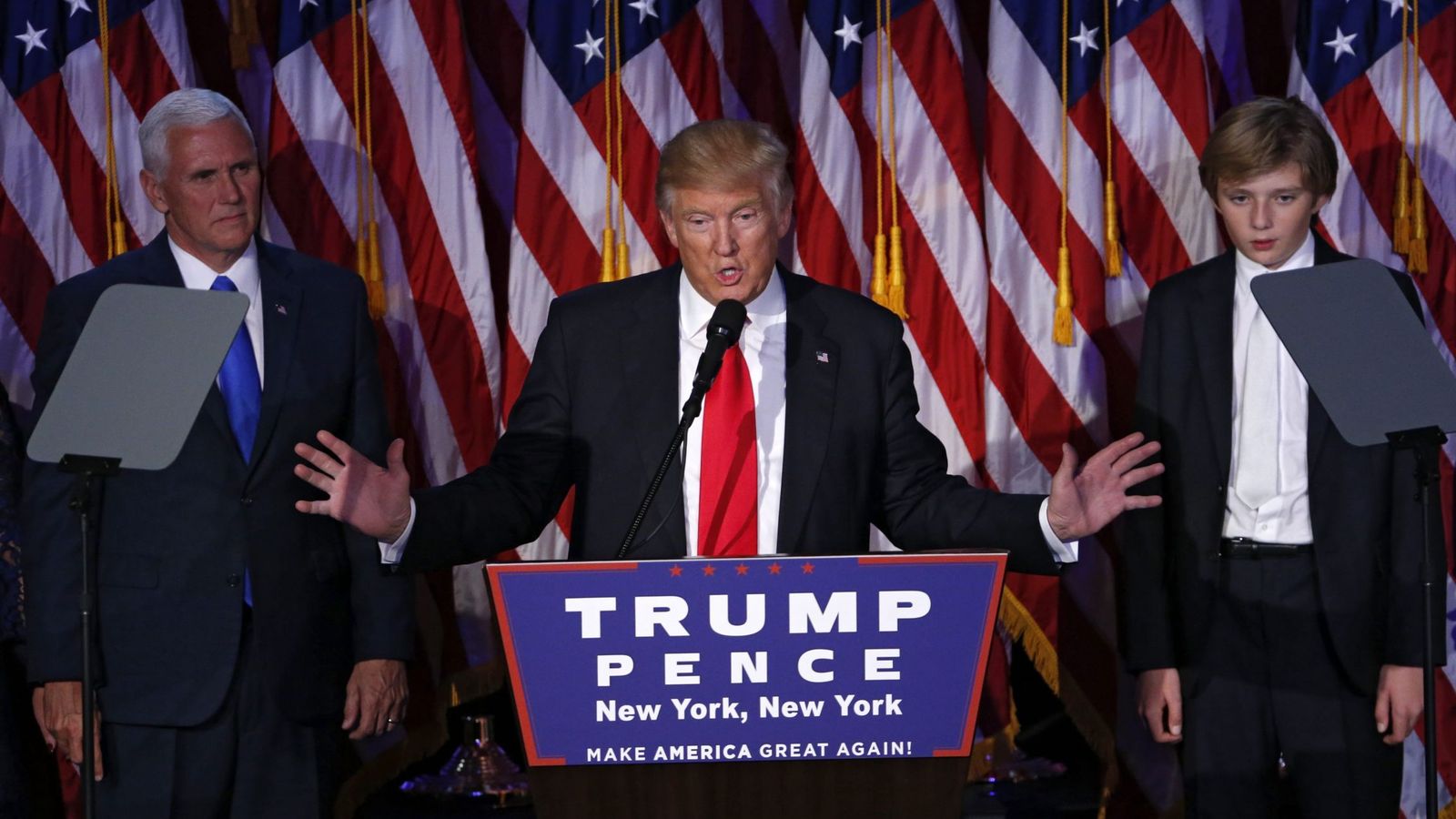 Foto: Donald Trump ensu primera intervención como presidente de EEUU. EFE