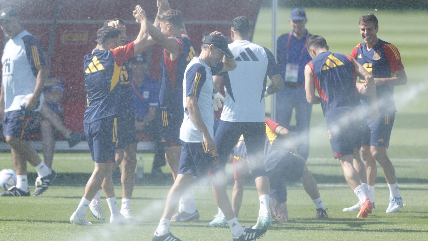 La Selección española en un entrenamiento durante el Mundial de Qatar 2022.