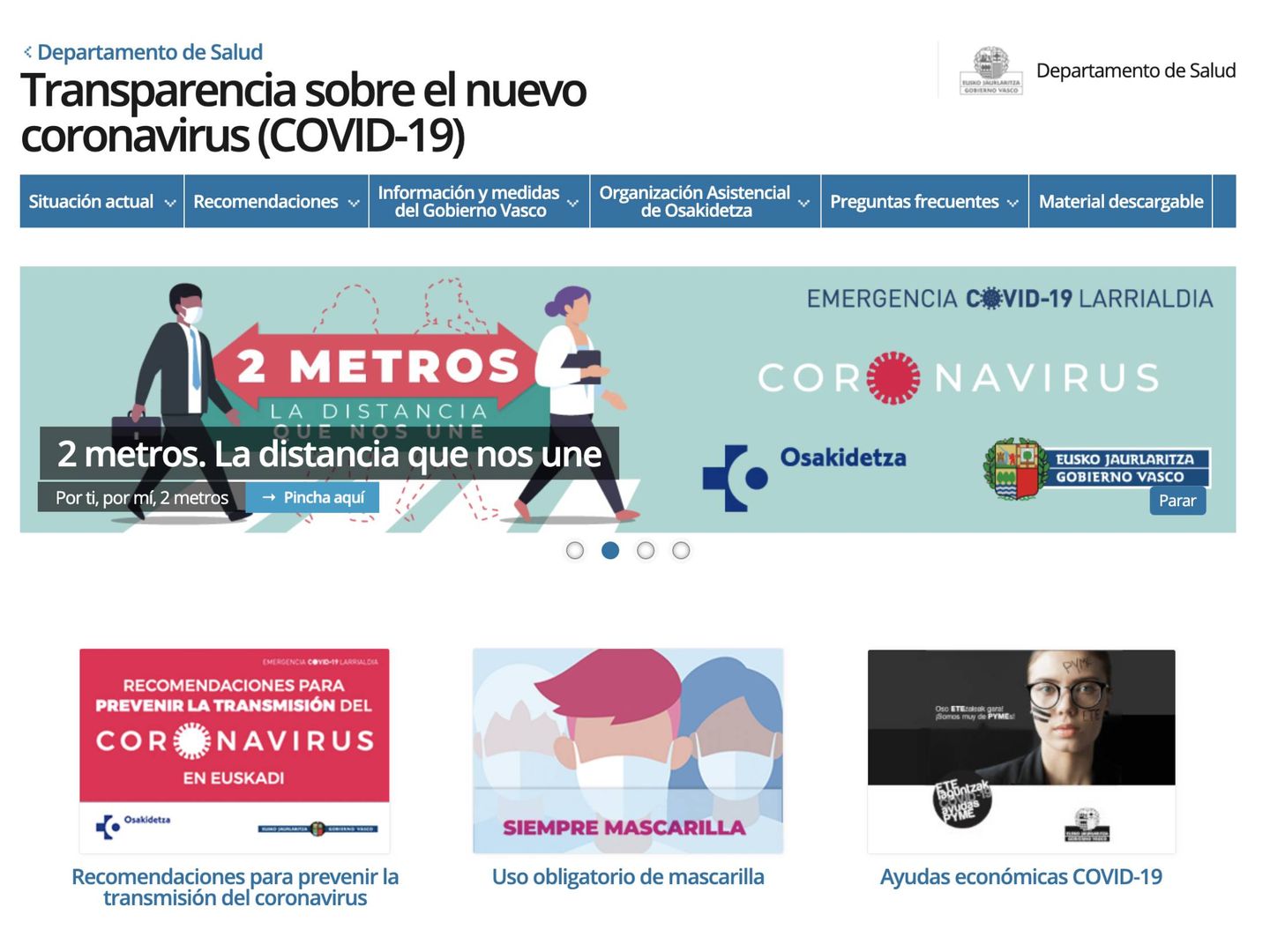 Portal de información sobre el coronavirus del País Vasco