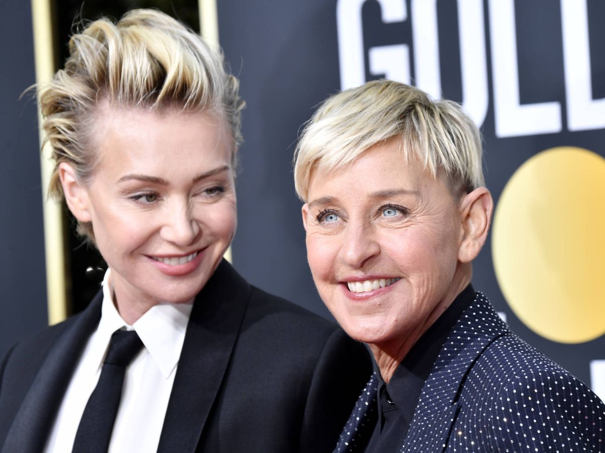 Foto: Portia de Rossi y Ellen DeGeneres, en los últimos Globos de Oro. (Getty)