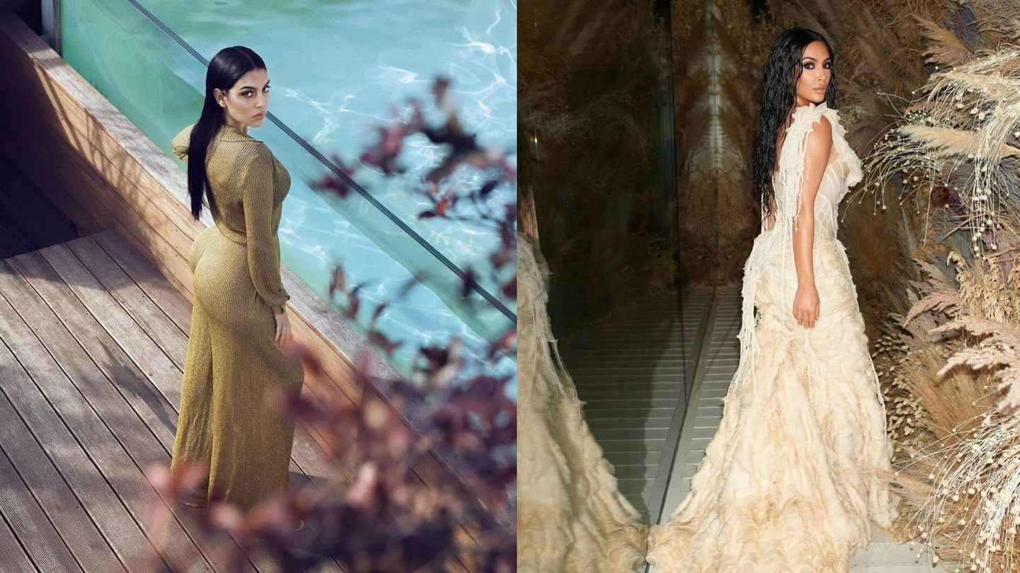 Georgina Rodríguez y Kim Kardashian, poses clónicas. (Instagram)