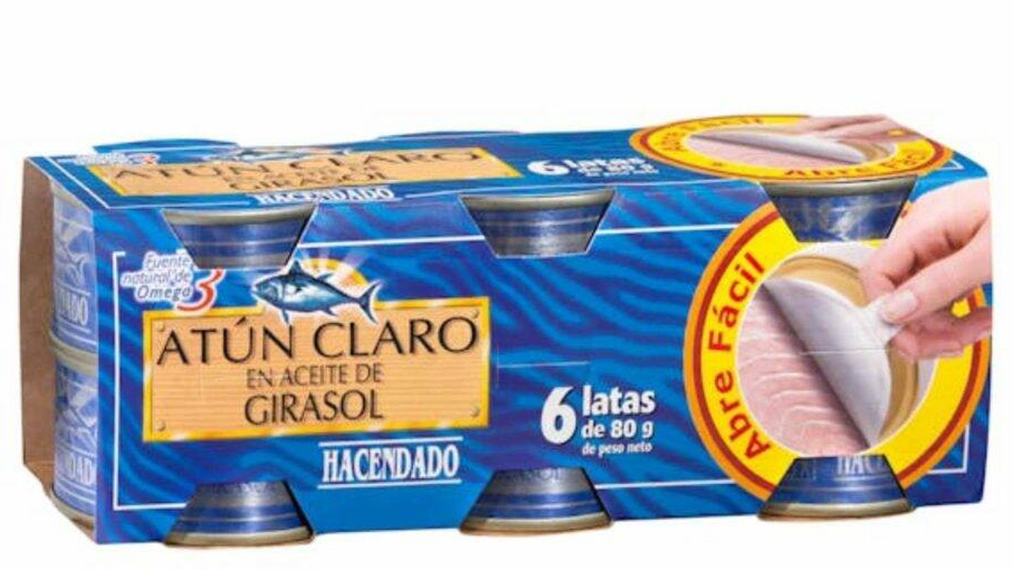 Foto de un pack de atún claro en aceite de girasol. (Cortesía Mercadona)