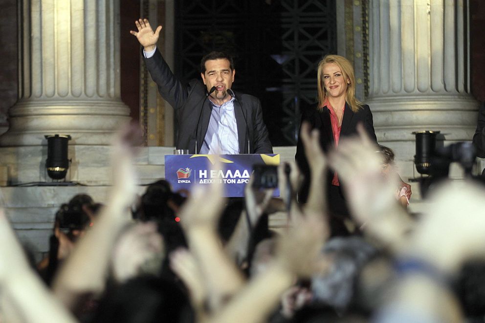 El líder de Syriza celebra los resultados en Atenas (Efe).