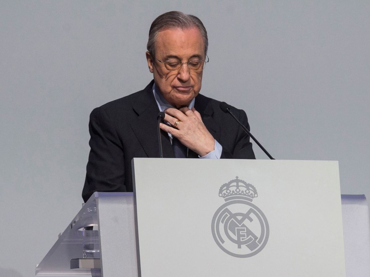 Foto: Florentino Pérez durante una Asamblea de socios del Real Madrid. (Efe)