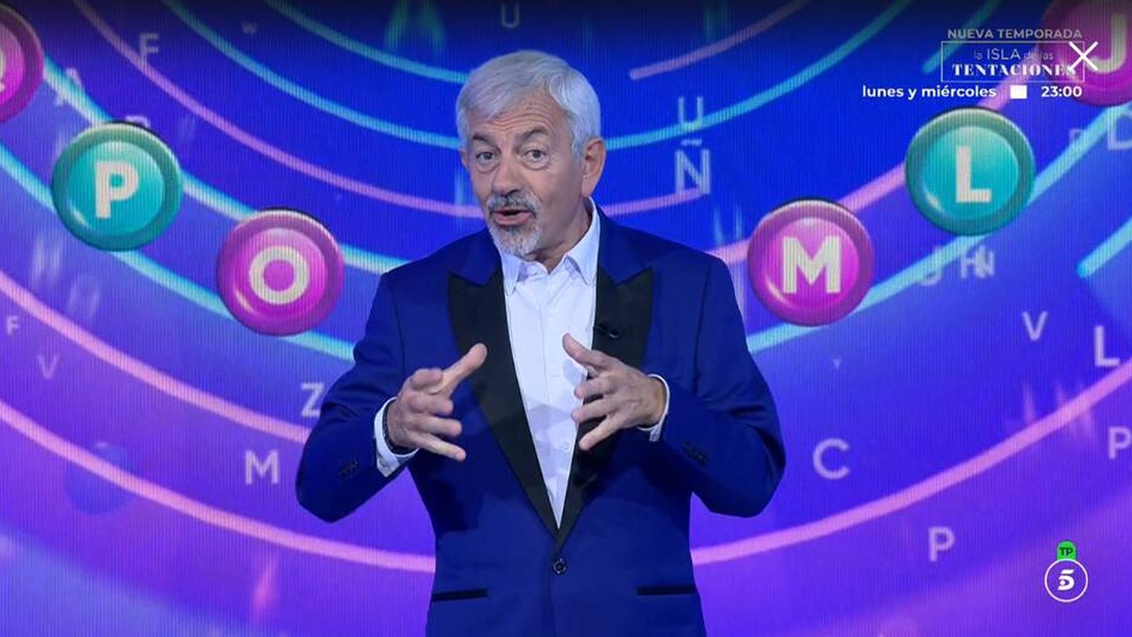 "Vuelve el hijo pródigo": la pulla de Carlos Sobera a 'Pasapalabra' por el nuevo rosco de 'Rueda la letra'