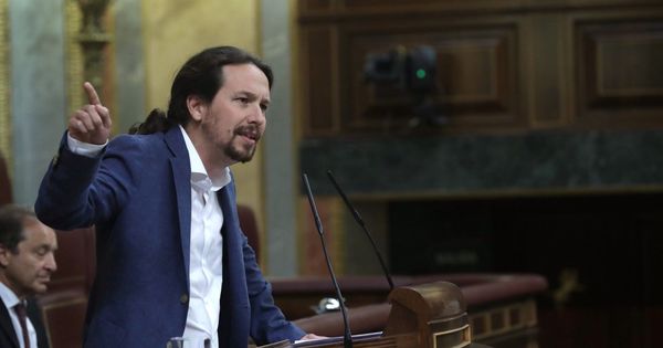 Foto: El líder de Podemos, Pablo Iglesias, interviene en el debate de la moción de censura presentada por el PSOE. (EFE)