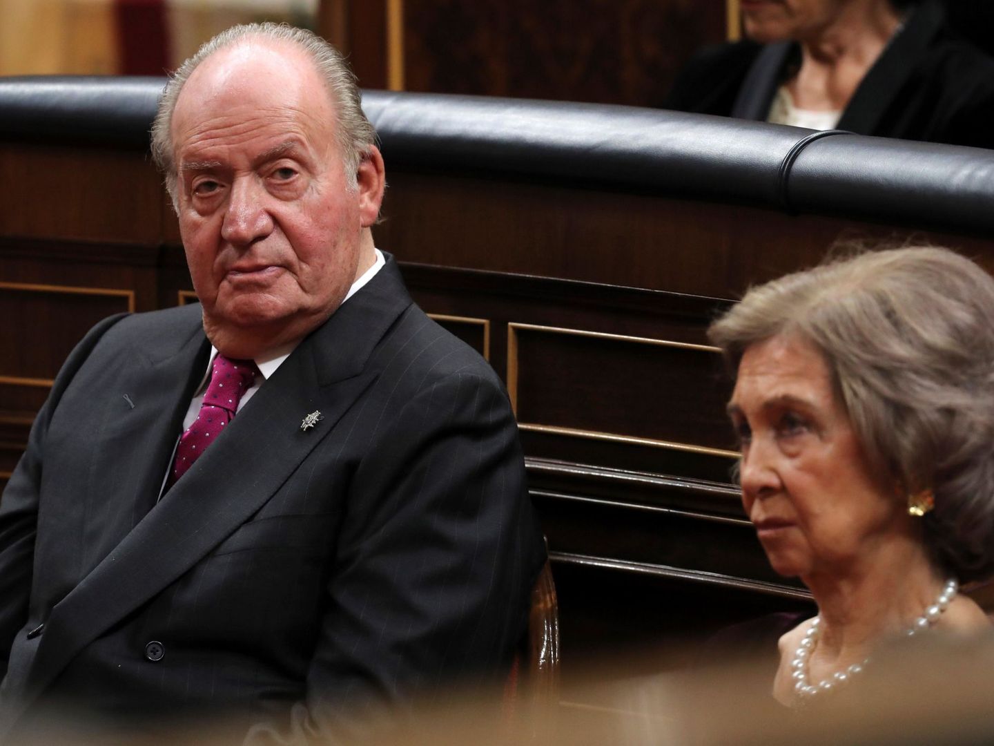 Juan Carlos y Sofía, en el Congreso de los Diputados en el 40 aniversario de la Constitución. (EFE)