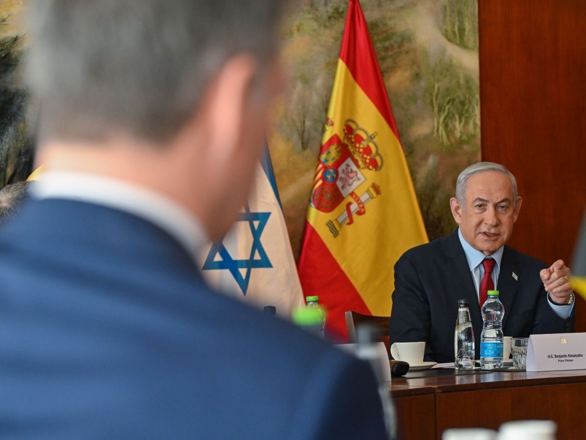 Foto: El primer ministro israelí, Benjamín Netanyahu, durante su reunión con el presidente del Gobierno, Pedro Sánchez. (EFE/Kobi Gideon)