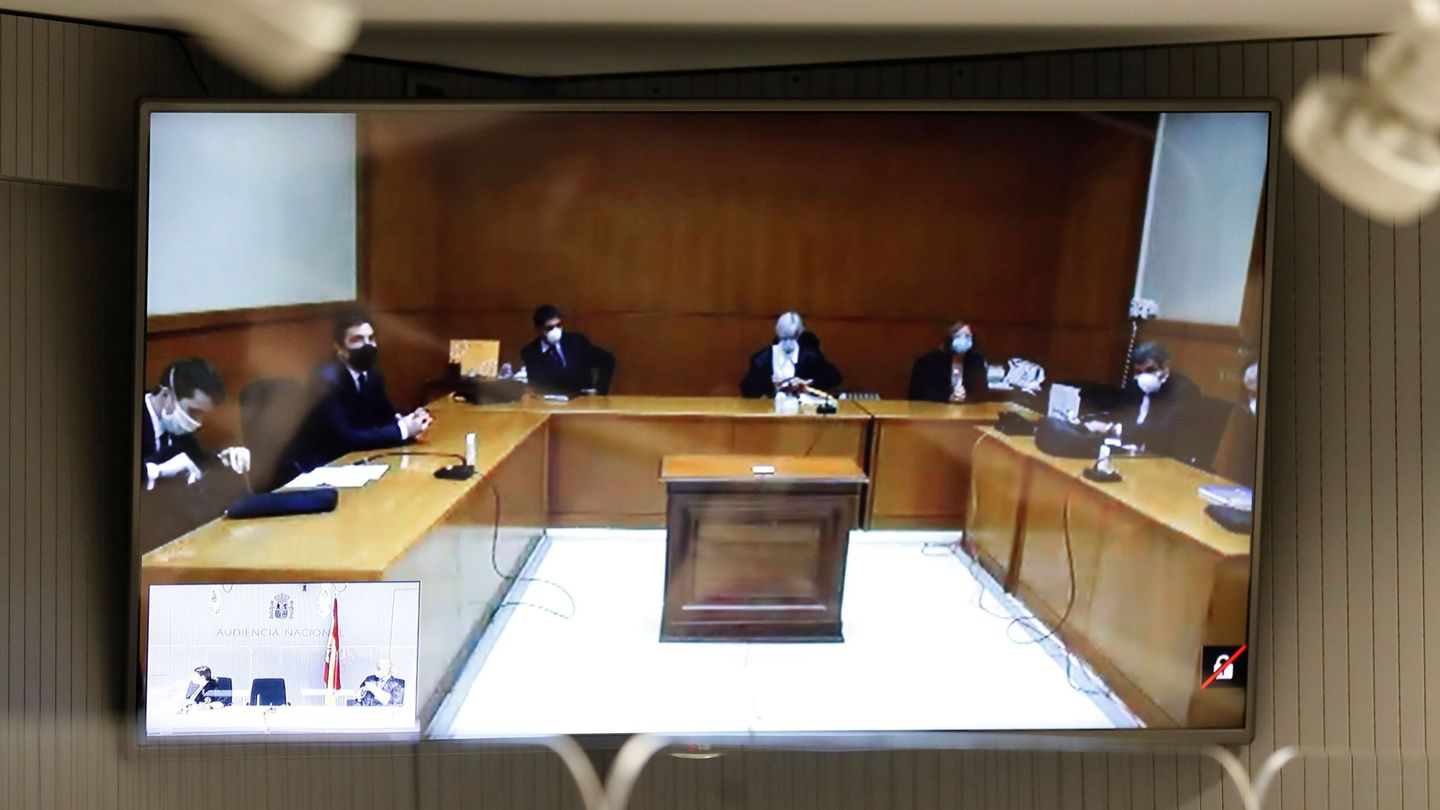 Vista de la pantalla durante el juicio celebrado por videoconferencia en la Audiencia Nacional. (EFE)