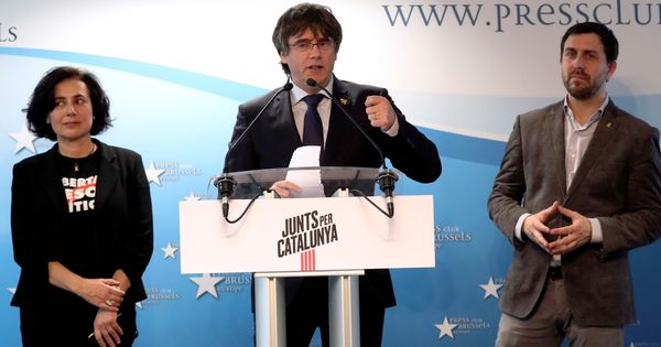 Foto: El expresidente Carles Puigdemont, en la presentación de su candidatura a las europeas. (Reuters)
