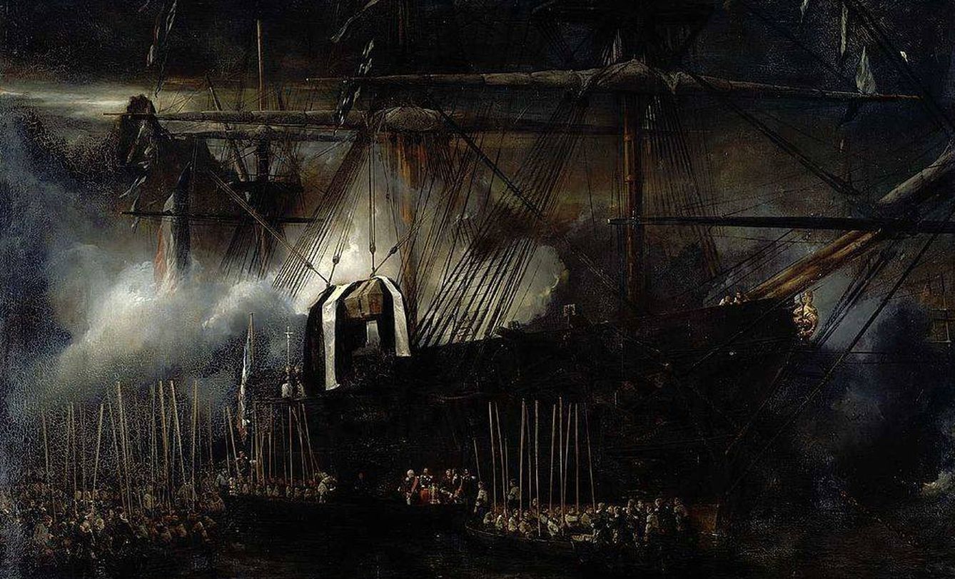 'Repatriación de las cenizas de Napoleón a bordo de la Belle Poule', por Eugène Isabey