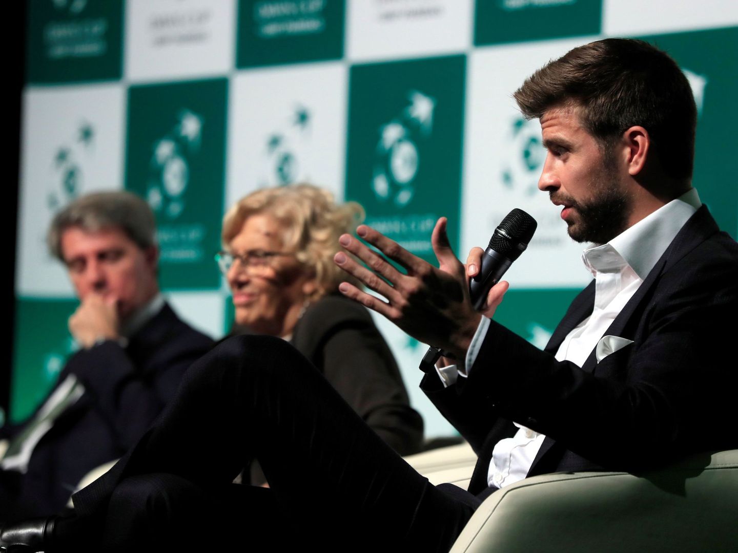 Gerard Piqué (d) participó en la presentación de Madrid como sede de la Copa Davis en 2019 y 2020. (EFE)
