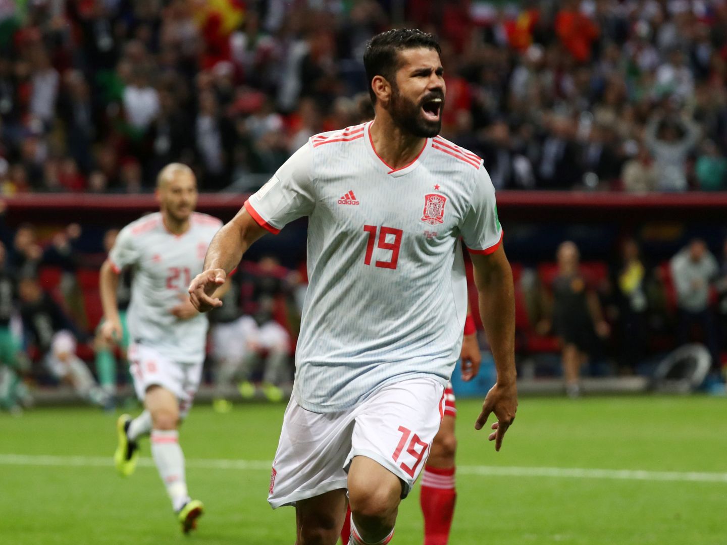 Diego Costa celebra su gol a Irán. (Reuters)