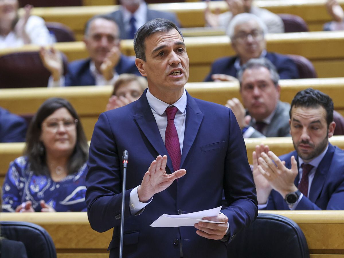 Foto: El presidente del Gobierno, Pedro Sánchez, este martes en el pleno del Senado. (EFE/Kiko Huesca)