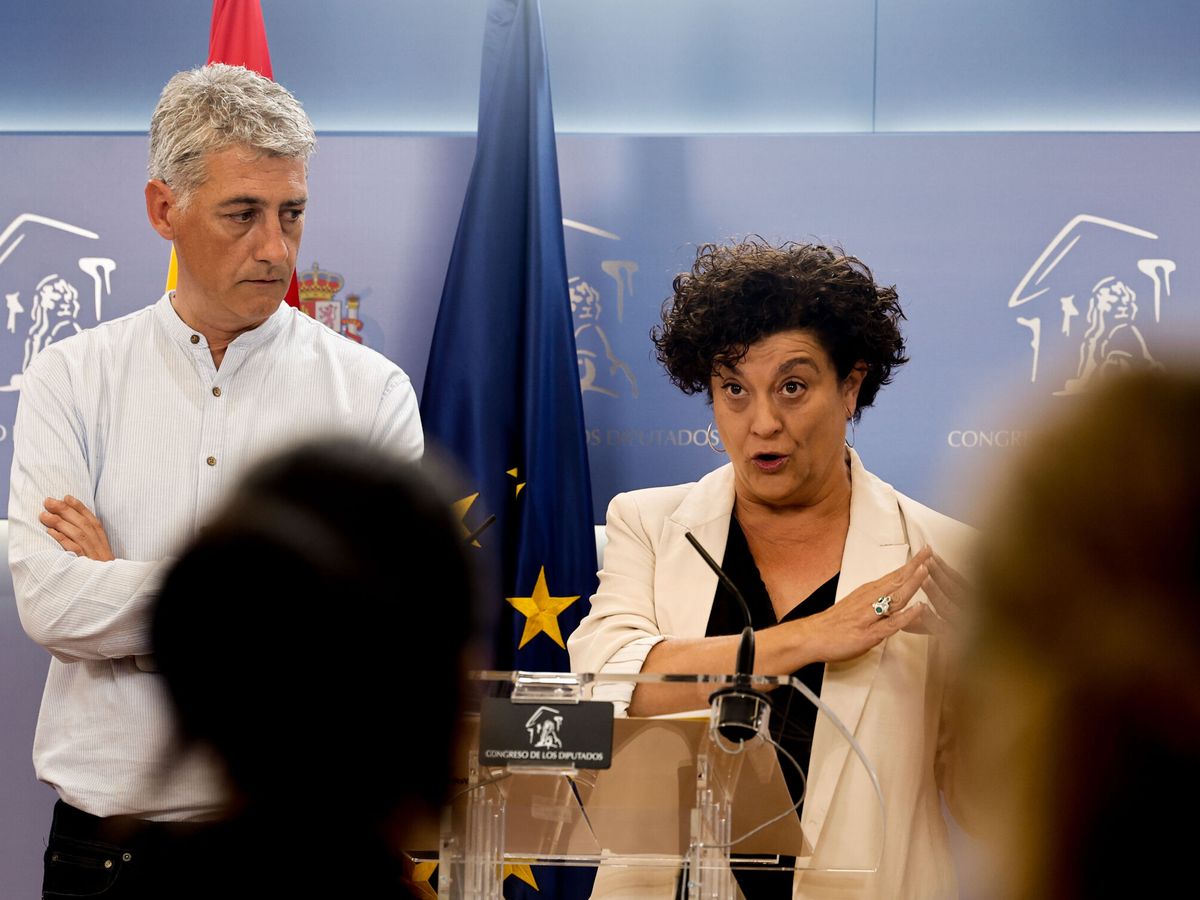 Foto: El portavoz adjunto de EH Bildu en el Congreso, Oskar Matute, y la diputada de ERC Pilar Vallugera. (EFE/Sergio Pérez)