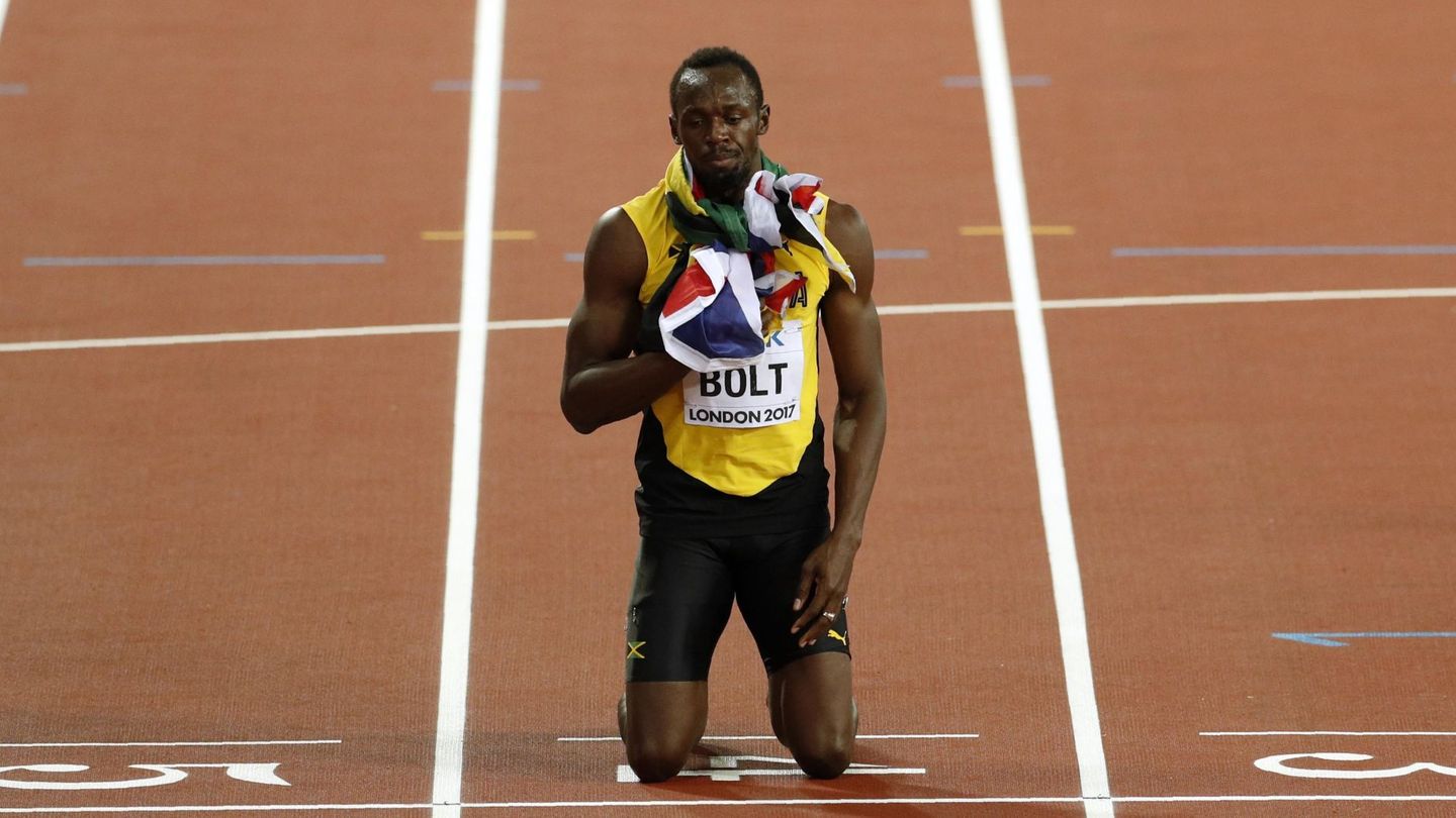 Bolt, momentos después de la final del 100. (Reuters)