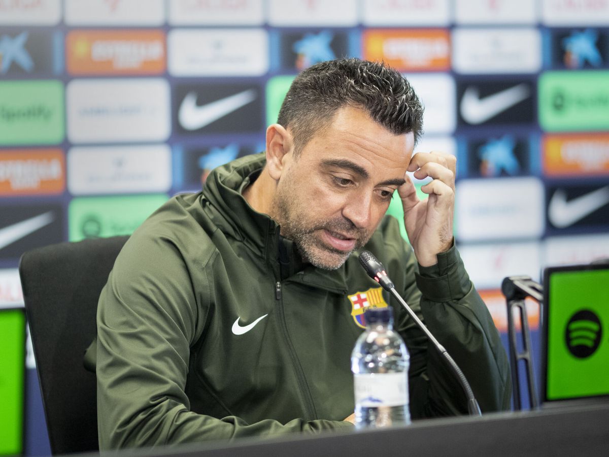 Foto: Xavi, en una rueda de prensa con el Barcelona. (EFE/Marta Pérez)