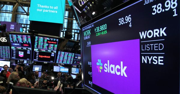 Foto: Salida a bolsa de Slack en Wall Street. (Reuters)