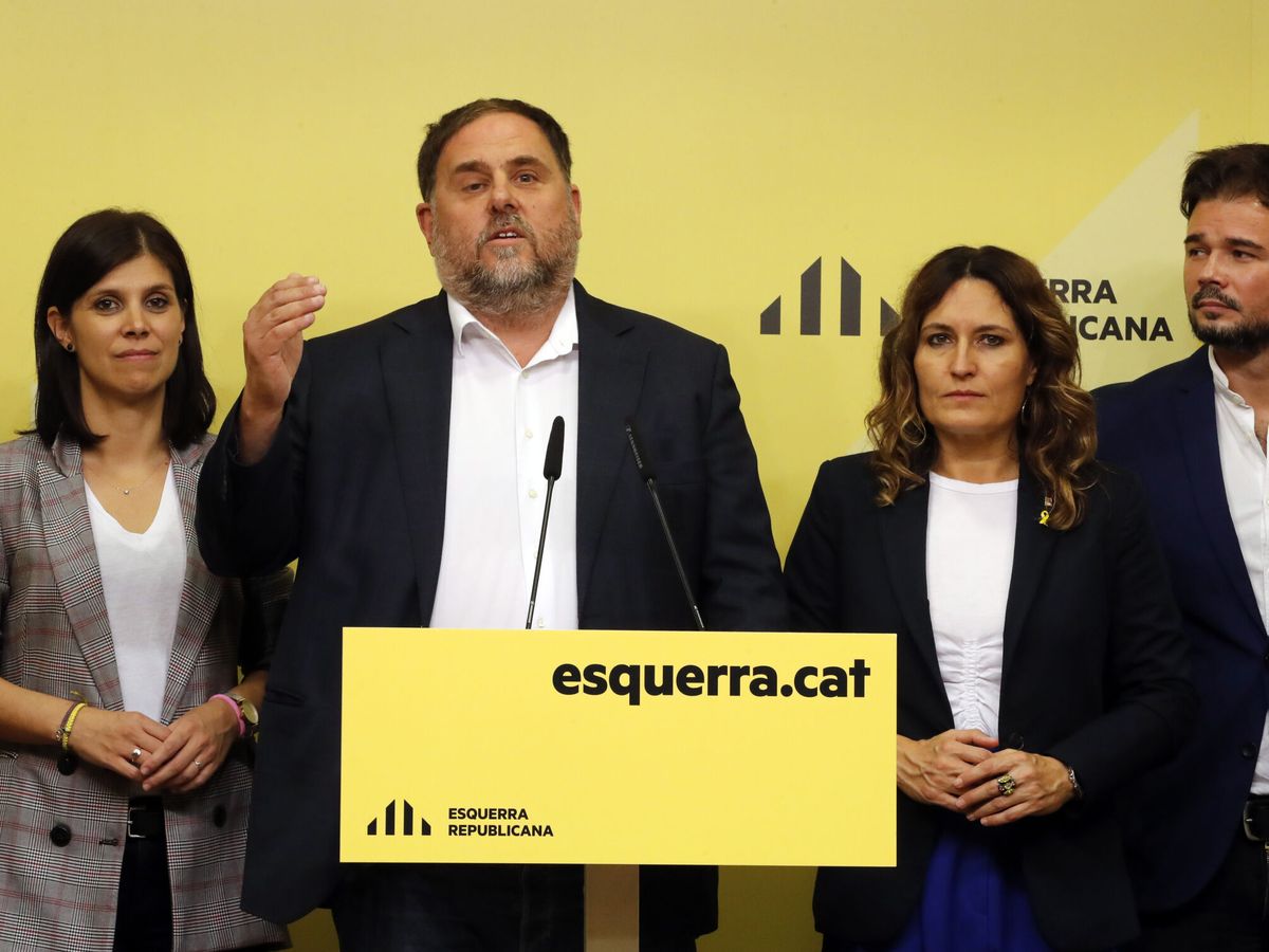 Foto: Rueda de prensa del presidente de ERC, Oriol Junqueras. (EFE/Alberto Estévez)