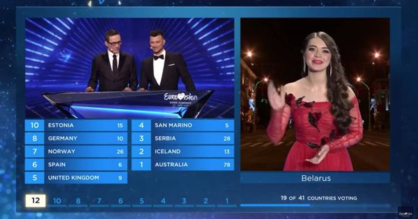 Foto: Portavoz del jurado de Bielorrusia durante la final. (Eurovision.TV)