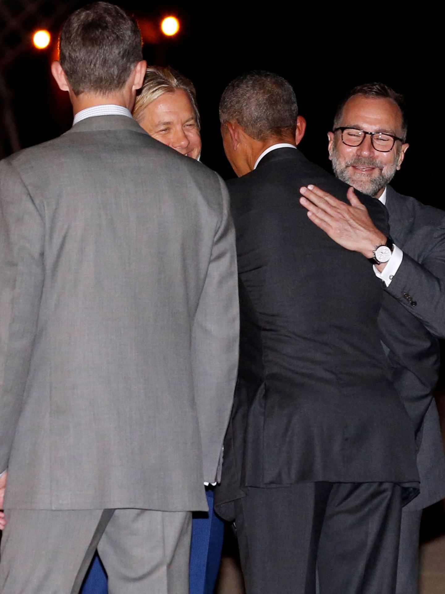 James Costos y Michael Smith con Barack Obama y Felipe VI en Madrid, en 2016. (Reuters)