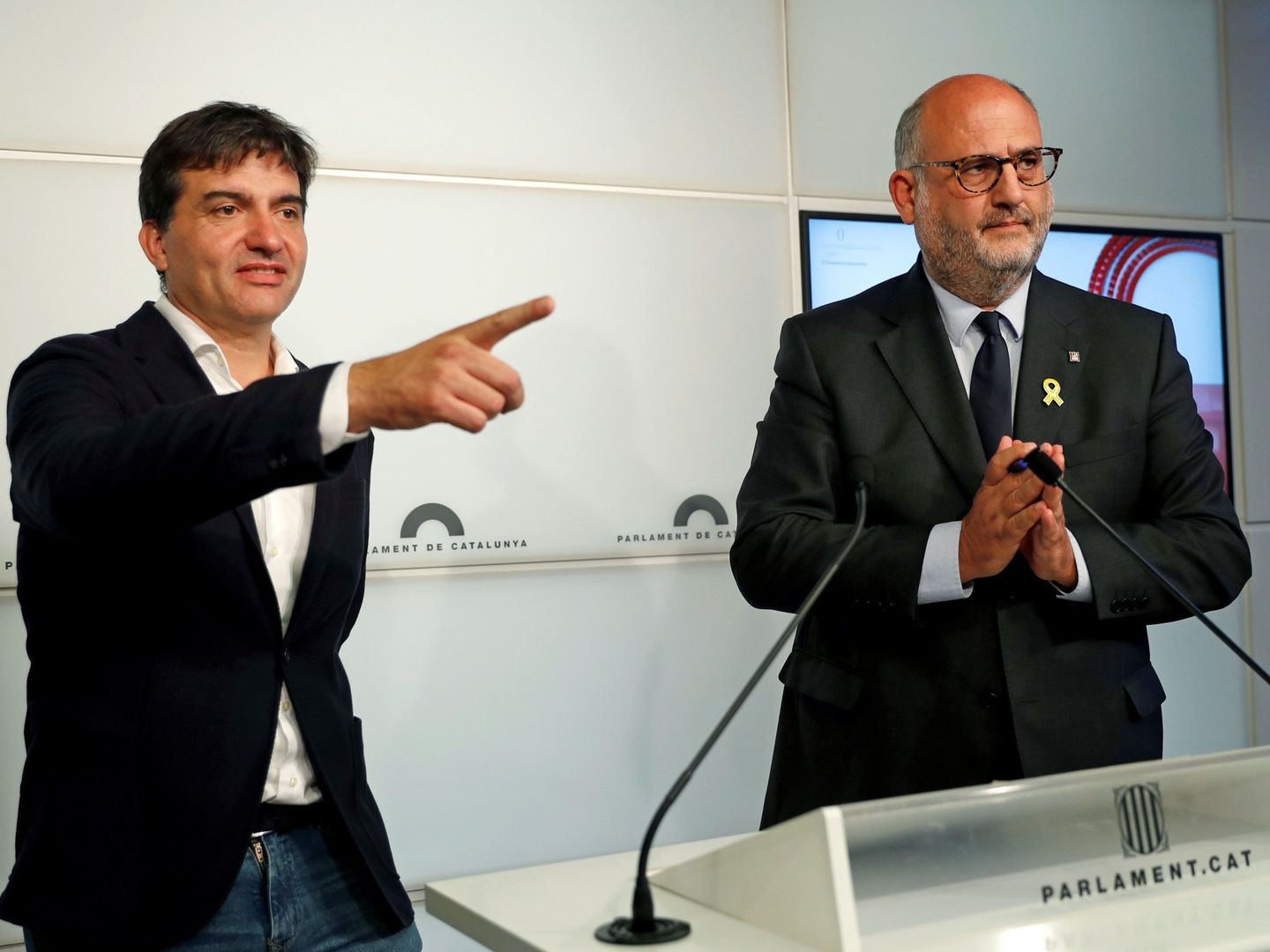 Sergi Sabrià y Eduard Pujol en rueda de prensa. (EFE)