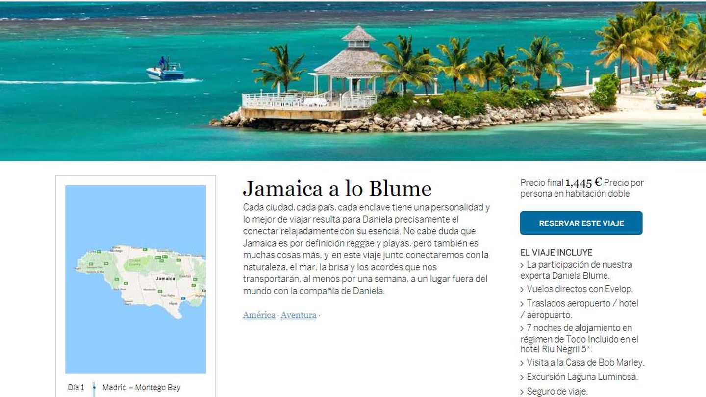 Anuncio del viaje a Jamaica con Daniel Blume de guía turística
