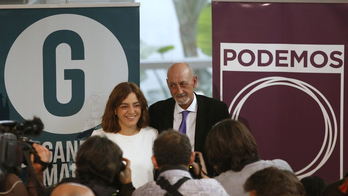 Foto: Celia Mayer, portavoz de Ganemos y Jesús Montero, secretario general de Podemos en Madrid (EFE)