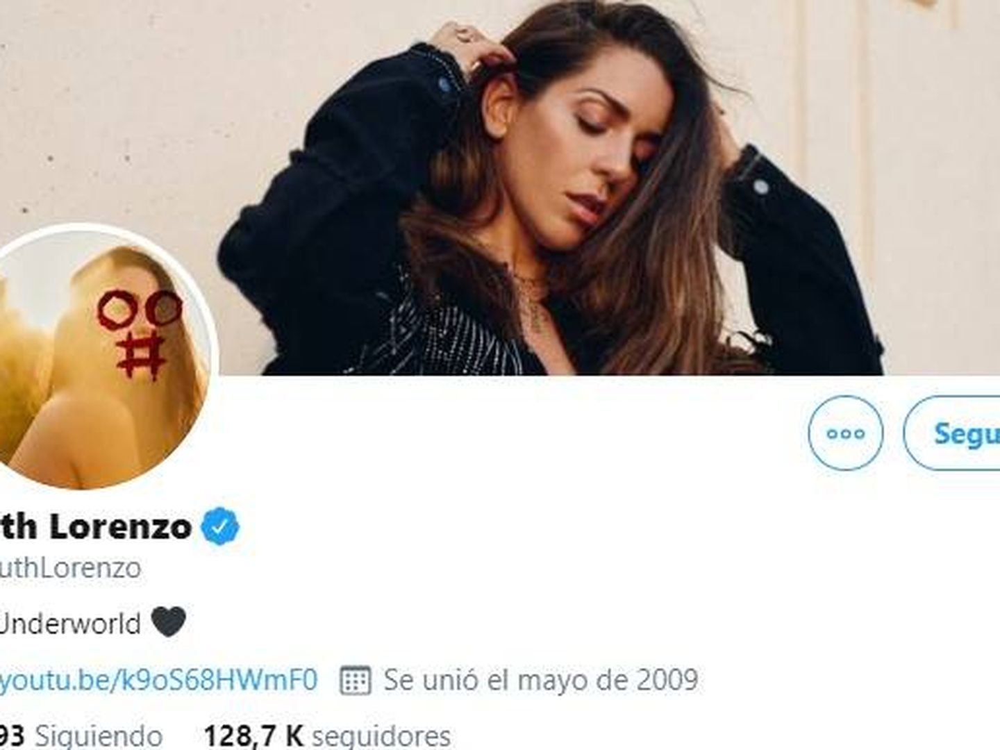 Perfil de Twitter de la cantante Ruth Lorenzo con una foto similar a la de 'El Gran Secuestro'.