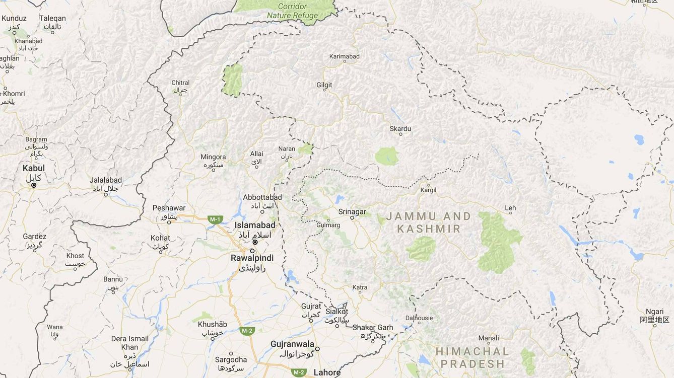 Vista de la región de Jammu y Cachemira en Google Maps al acceder a la plataforma desde España (Fuente: Google Maps)