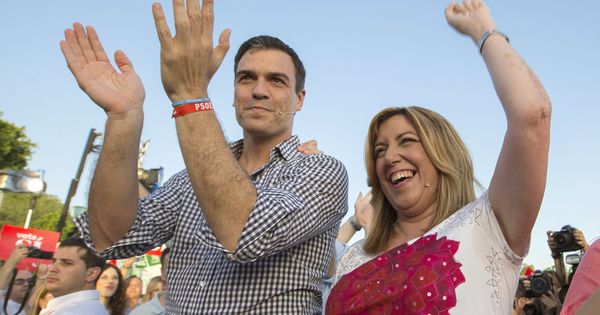 Foto: Pedro Sánchez y Susana Díaz, en el cierre de campaña de las últimas generales, el pasado 24 de junio en Sevilla. (EFE)