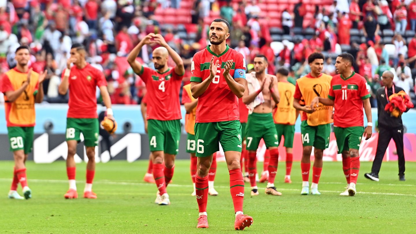 Los jugadores de Marruecos tras su estreno en el Mundial de Qatar 2022.