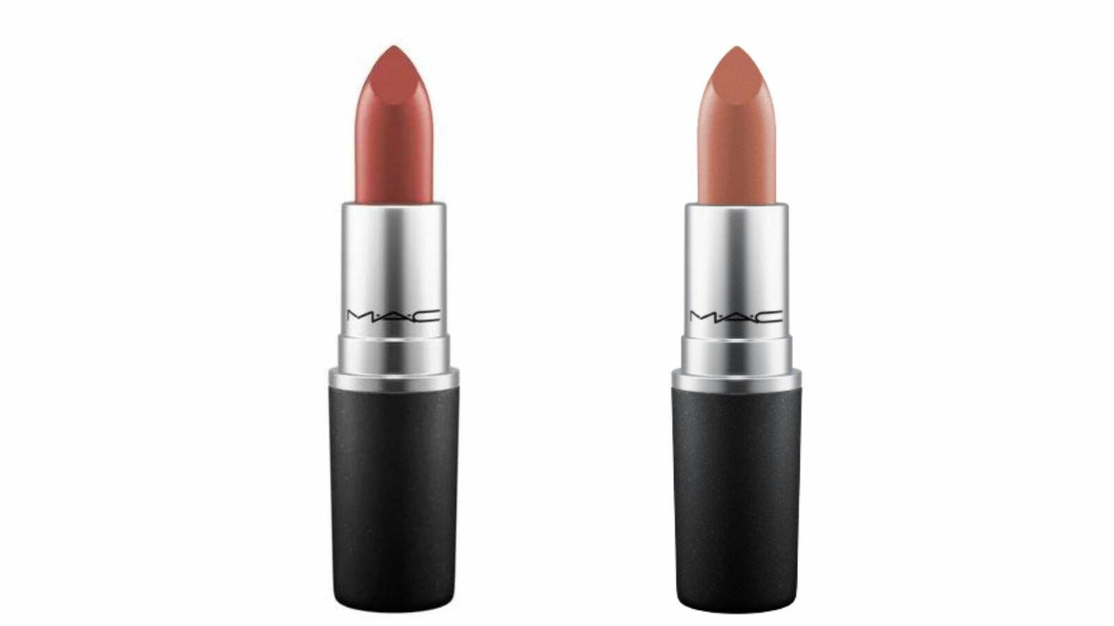 Lustre Lipstick en color Touch y Satin Lipstick en color Paramount, ambos de MAC.