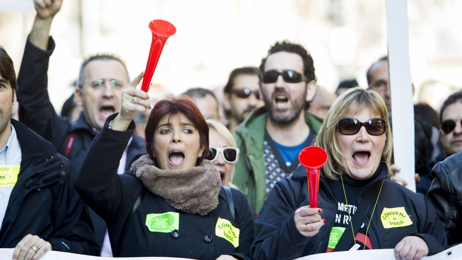 Foto: Manifestación de los trabajadores del Metro de Barcelona. (EFE)