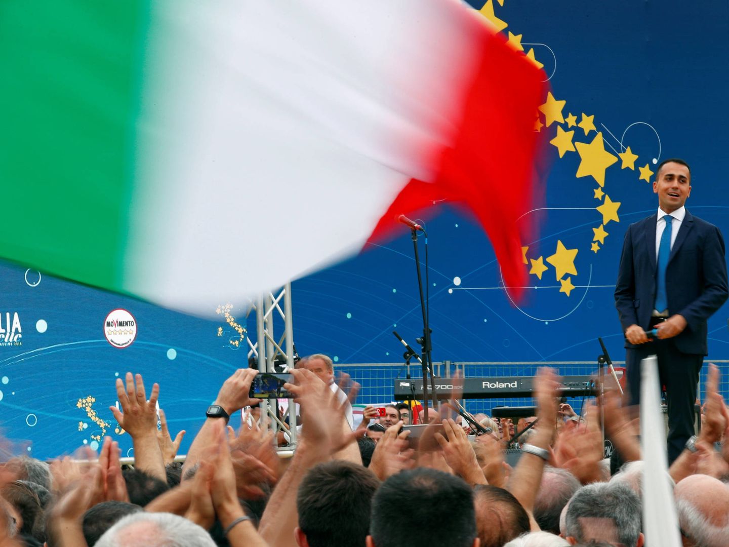 Luigi Di Maio, durante un evento del M5S en el Circo Masimo de Roma, el 21 de octubre de 2018. (Reuters)