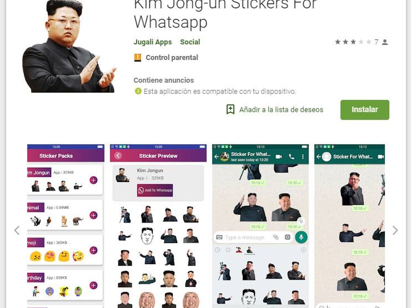 Pack de 'stickers' de Kim Jong-Un para WhatsApp