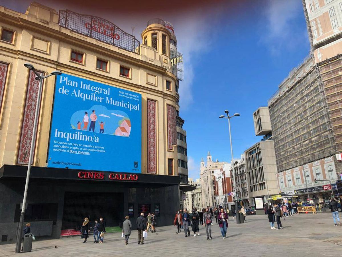 Foto: Campaña de publicidad de la EMVS en la plaza de Callao de Madrid.