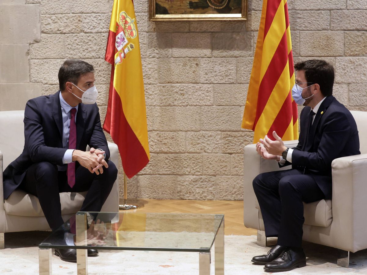Foto: Pedro Sánchez y Pere Aragonès, durante una reunión. (EFE/Quique García)