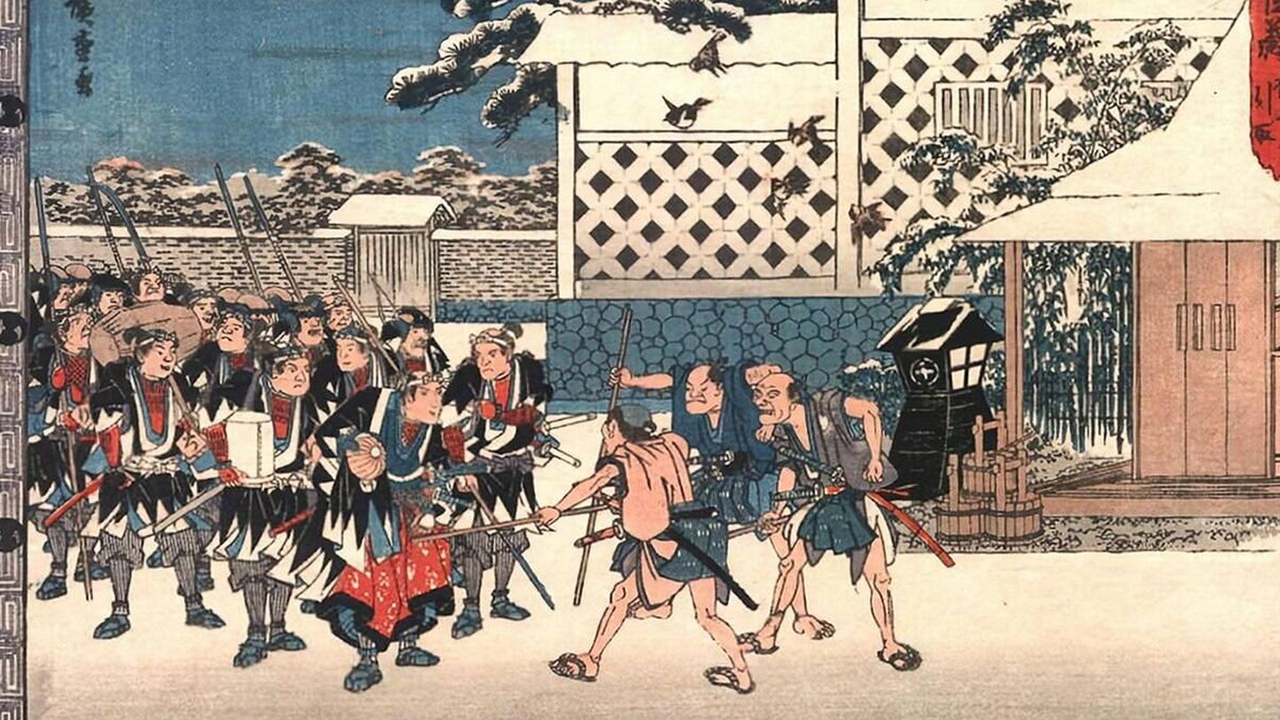 El regreso de los rōnin, por Utagawa Hiroshige.